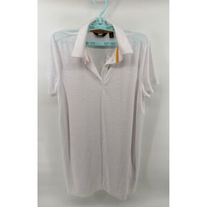 Lands End Womens White Terry Cloth Polo Dress Coverup Large 14-16 543425